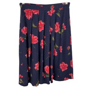 Modiano Womens Floral Pleated Skirt Size 8 Blue & Red Knee Length